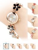 Flor do estilo da liga faixa de relógio pulseira #00446369