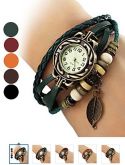 Folha de couro estilo banda pulseira de relógio #00679857