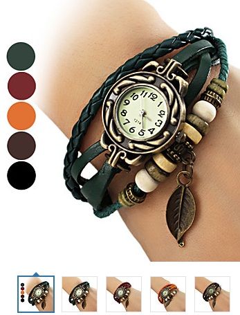 Folha de couro estilo banda pulseira de relógio #00679857