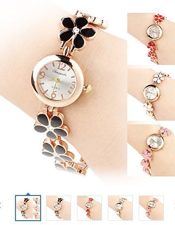 Flor do estilo da liga faixa de relógio pulseira #00446369